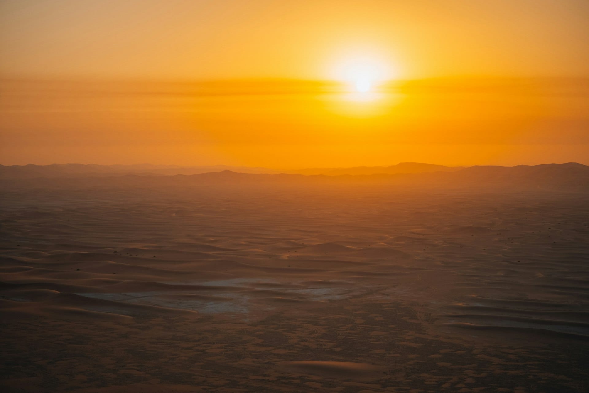 The desert at sundown, at the gates of Dubai.